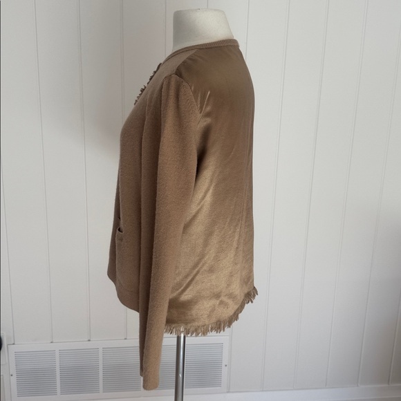 LIVIANA CONTI Wool Cashmere Tan Button-Up Cardigan size IT 46 US L - Picture 3 of 6